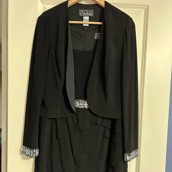 alex evenings dress with jacket Alex Evenings Sequin Midi Dress with Jacket - Blue